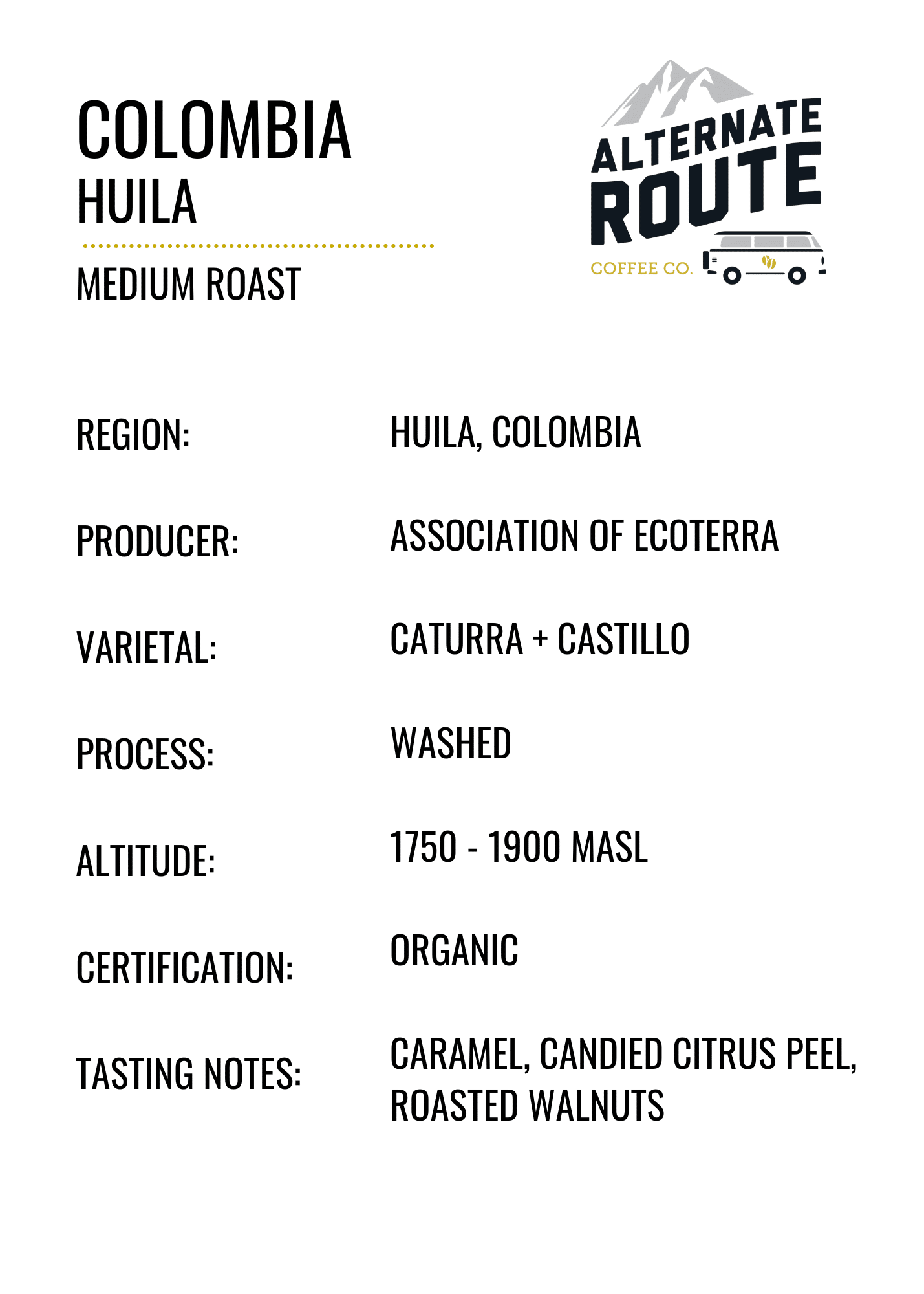 COLOMBIA Dark 5 x 7 in